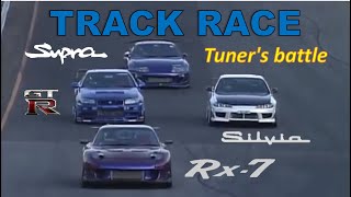 Track Race 92  RX7 vs Silvia vs Supra vs GTR [upl. by Acinna]