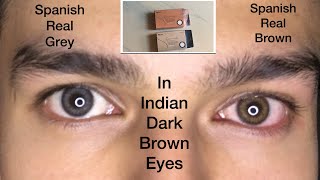 Olens Spanish Real Brown and Spanish Real Grey On indian Dark Brown Eyes  Olens Spanish Try On Haul [upl. by Margette]