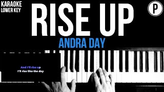 Andra Day  Rise Up Karaoke LOWER KEY Slowed Acoustic Piano Instrumental Cover Lyrics [upl. by Bucky506]