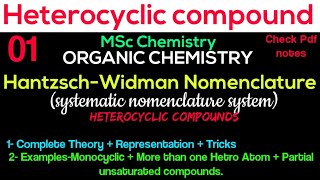 Hantzsch  Widman Nomenclature Systematic nomenclature For Heterocyclic compounds •MSc Chemistry• [upl. by Yendirb936]