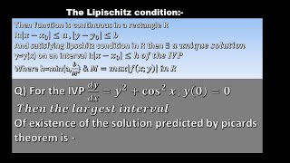 The Lipschitz condition Existence and uniqueness initial value problem ordinary differential [upl. by Elisa306]