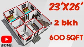 23 x 26 house Plan  23x26 ghar ka naksha 23x26 house design 600 Sqft [upl. by Adlih]