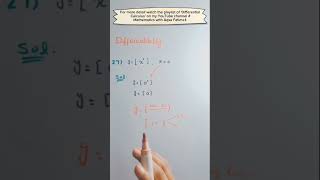 Differentiability of function shorts mcqs tricks youtubeshorts maths youtube video viral ms [upl. by Eevets]