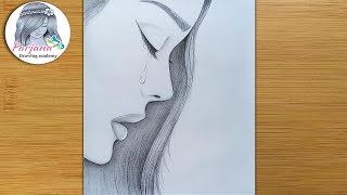 How to draw a sad girl  step by step  Pencil sketch Tutorial  Art video [upl. by Swayne]