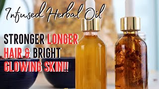 How To Make HERBAL OIL for HAIR GROWTH  BEST OIL for GLOWING SKIN DIY [upl. by Nicki]