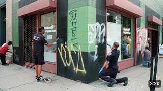 Graffiti Artist Fearlessly Tags NYU Structures in Manhattan NYC 🗽🗽🗽🗽🍻 [upl. by Leoy]