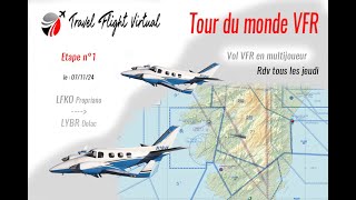 MSFS2020 Tour du monde VFR étape 1 LFKO  LYBR [upl. by Anaer620]