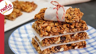 Aşırı Pratik amp Lezzetli Atıştırmalık 😋 Ev Yapımı Granola Bar Tarifi [upl. by Robson]