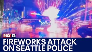 Seattle street takeover leads to fireworks attack on police  FOX 13 Seattle [upl. by Madid]