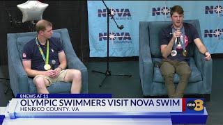 Two Olympic swimmers visit NOVA of Virginia Aquatics at team event held in Henrico [upl. by Novej]