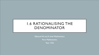 16 Rationalising the denominator [upl. by Sergo]