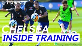 HazardFabregas amp Drinkwater Score Incredible Goals In Shooting Practice  Inside Training [upl. by Cami]