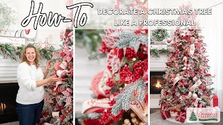 2023 Christmas Tree Decorating Tutorial  Red amp White Christmas Decor [upl. by Yereffej578]