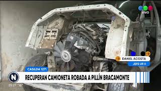 Recuperan camioneta sustraída a Pillin Bracamonte  Telefe Rosario [upl. by Dranyam]