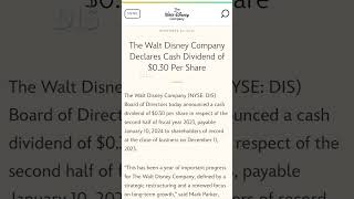 Disney stock dividend is back DIS stock brings back the dividend dividendstocks disneystock [upl. by Ahsimek265]