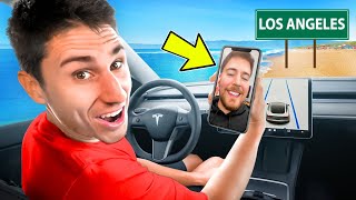 I Crossed America in Tesla Autopilot to Meet MrBeast [upl. by Annaierb]