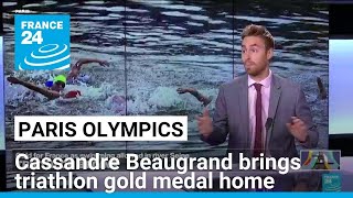 Paris Olympics Triathlon champion Cassandre Beaugrand brings gold medal home • FRANCE 24 [upl. by Nyliuqcaj]