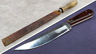 Making an sharp knife from an old hand file l A knife with firm handle [upl. by Airetal]