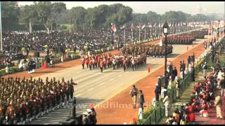 Indian Armed Forces march past at the annual Republic Day parade in New Delhi India [upl. by Stoat]