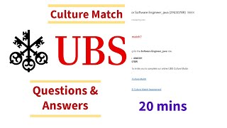 UBS Culture Match Answers 🥰  Live Assessment Software Engineer  Instant Exam Link  Exam Answers [upl. by Lubet]