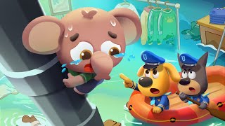 Police Rescue in Flooded Roads  Safety Cartoon  Kids Cartoons  Sheriff Labrador  BabyBus [upl. by Rocher]