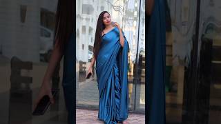 New stylish saree design ideas🔥💙 letest plain saree trendingsarrelovehighlightsviralvideoshorts [upl. by Clarabelle113]