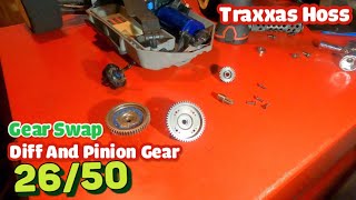 Traxxas Hoss Gearing swap New Pinion and Spur 2650 gearing SPEED RUN [upl. by Lechner]