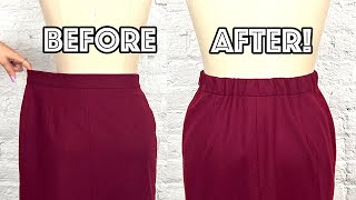 Half Elastic Waistband Sewing Hack Make A Skirt Smaller At The Waist [upl. by Howard]