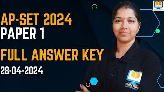 AP SET 2024 PAPER1 Answer Key Full Paper ANDHRA PRADESH STATE ELIGIBILITY TEST 2024 Paper 1 apset [upl. by Loria385]