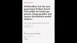 SDMtoolbox 20 the next generation Pythonbased GIS toolkit for landscape genetic b  RTCLTV [upl. by Pratte]