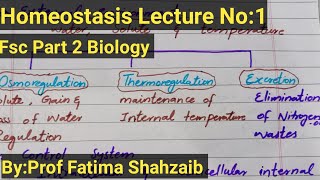 Homeostasis Lecture No 1Fsc part 2 Biology lecturesBiology by Fatima Shahzaib [upl. by Ellatsirhc269]