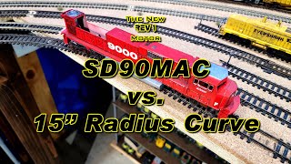 Rail Power SD90MAC vs 15 inch radius curve [upl. by Greerson]