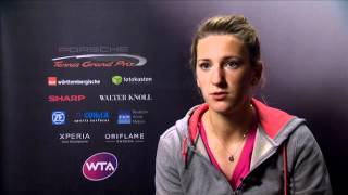 Interview Victoria Azarenka BLR  Porsche Tennis Grand Prix 2012 [upl. by Mullane]