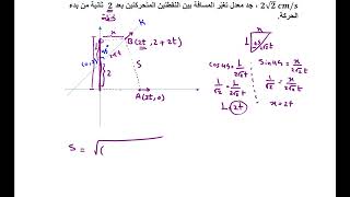 مسألة إضافية معدلات مرتبطة بالزمن  نقطتين متحركتين والمسافة بينهما [upl. by Bever929]