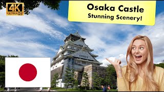 Osaka Castle Japan  Walking Tour  Stunning Scenery  4K [upl. by Obbard832]