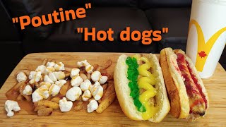 HOT DOGS AND POUTINE DESSERT FAST FOOD SWEET MUKBANG EATING SHOW [upl. by Fisuoy465]