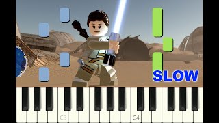 SLOW piano tutorial quotREYS THEMEquot Star Wars John Williams 2015 with free sheet music [upl. by Hearsh]