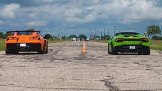 2019 Corvette ZR1 vs Lamborghini Huracan Oohrahkhan Drag Race [upl. by Bourke912]