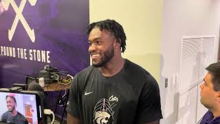 Kansas State Defensive End Tobi Osunsanmi recaps big night vs UT Martin [upl. by Aidnac900]