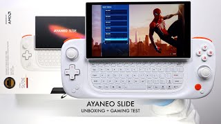 AYANEO SLIDE FINAL VERSION Unboxing  Gameplay [upl. by Naujek]