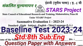 8th english baseline test 202324 question paper with answerkeypayabhut chachni 1 8th eng 2023 ans [upl. by Gitt]