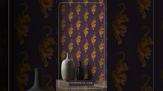 Maximalist Orange Purple Tiger Wallpaper quotVivid Tigressquot  Removable Peel amp Stick and Traditional [upl. by Hindu]