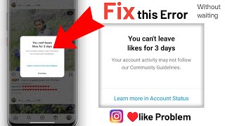 Fix You cant leave like for 3 days instagram problem your account activity may not follow [upl. by Muire]