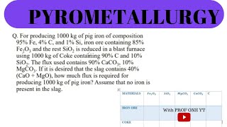 Pyrometallurgy  Material and Energy Balance of Iron Calculations  Solved Example 3 [upl. by Malchus]