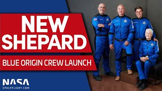 Blue Origin Launches Jeff Bezos to Space on First Crewed New Shepard Mission [upl. by Aicenat516]