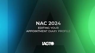 NAC 2024  Editing Your Appointment Diary Profile [upl. by Iover]