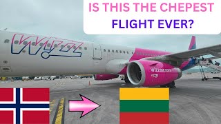 TRIP REPORT  CHEAPEST FLIGHT EVER ON WIZZ AIR FLIGHT  AIRBUS A321  STAVANGER TO KAUNAS [upl. by Nandor]