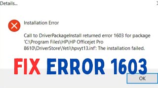 How to Fix quotInstall error 1603 Fatal error during installationquot on Windows 11 [upl. by Yelir]