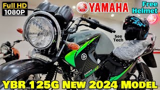 Yamaha YBR 125G 2024 Model Grey With Free Helmet Offer [upl. by Cirde719]