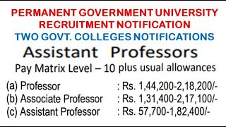 Permanent Assistant Professor Vacancies in Govt University  withwith out UGC NET  182400 pm [upl. by Einaej]